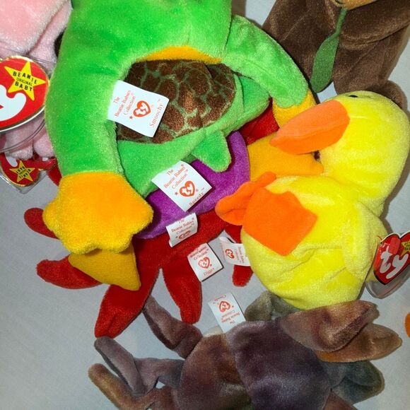 Ty Beanie Babies Lot 11 Aquatic Sea Life PVC Quackers Waddle Inky Claude Speedy - Picture 5 of 12